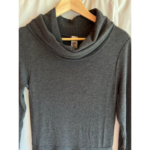 GO Couture Fit & Flare Cowl Neck Sweater Dress Gray Long Sleeve USA Large NWOT - Picture 3 of 10